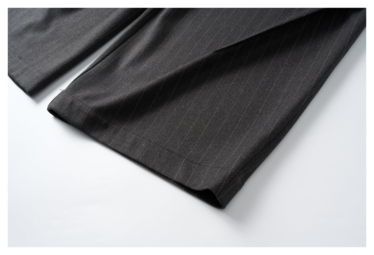 Charcoal Wide-Leg Trousers with Vertical Seams