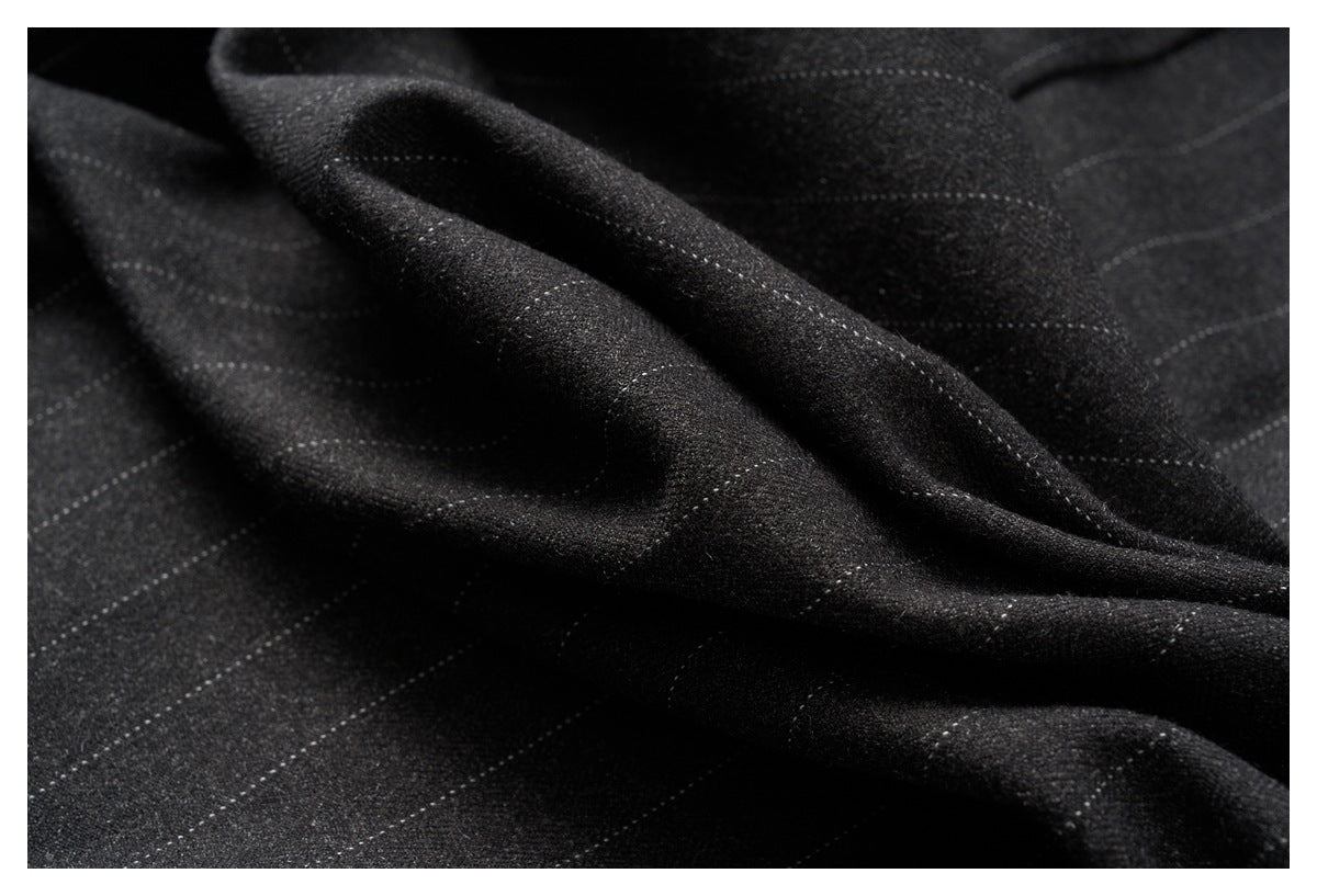 Charcoal Wide-Leg Trousers with Vertical Seams