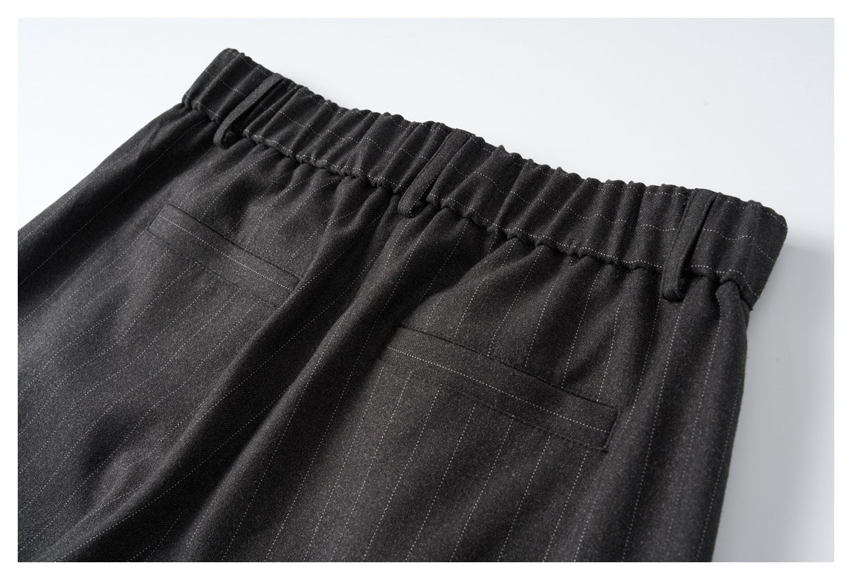Charcoal Wide-Leg Trousers with Vertical Seams