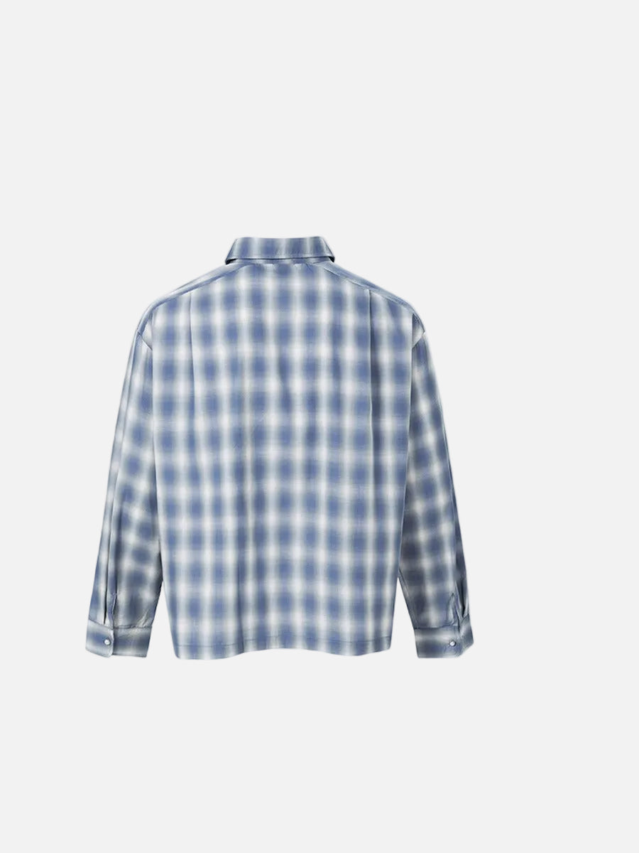 DAXUEN Long-sleeved plaid button-up shirt — model photo