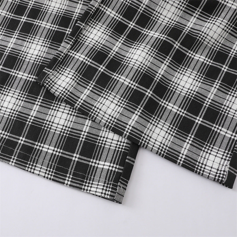 DAXUEN black and white plaid wide-leg trousers