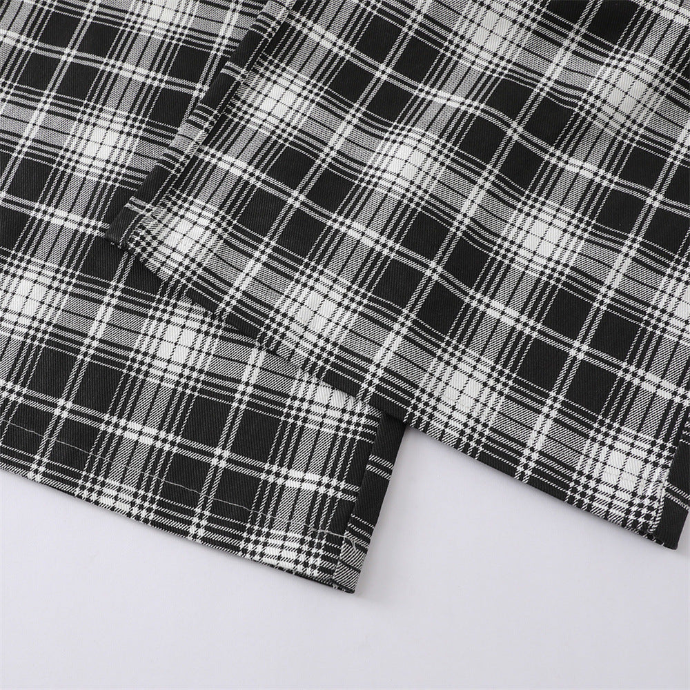 DAXUEN black and white plaid wide-leg trousers