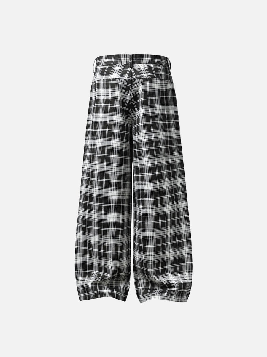DAXUEN black and white plaid wide-leg trousers