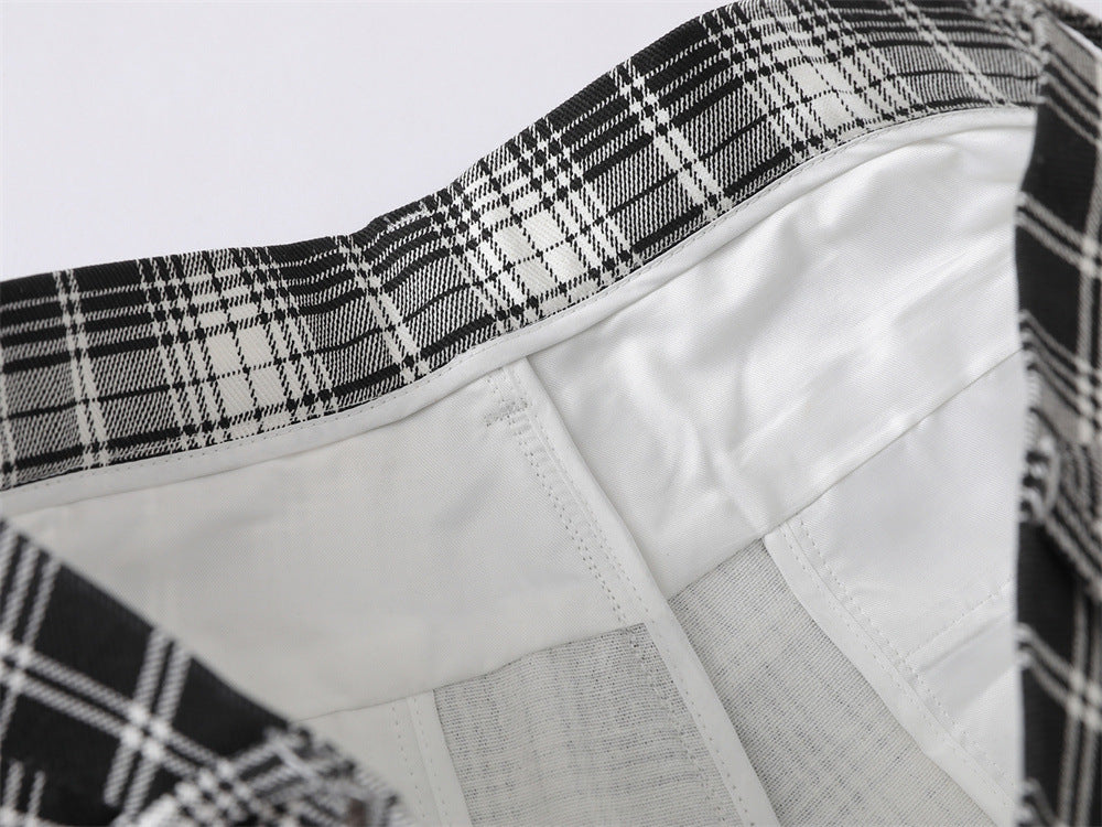 DAXUEN black and white plaid wide-leg trousers