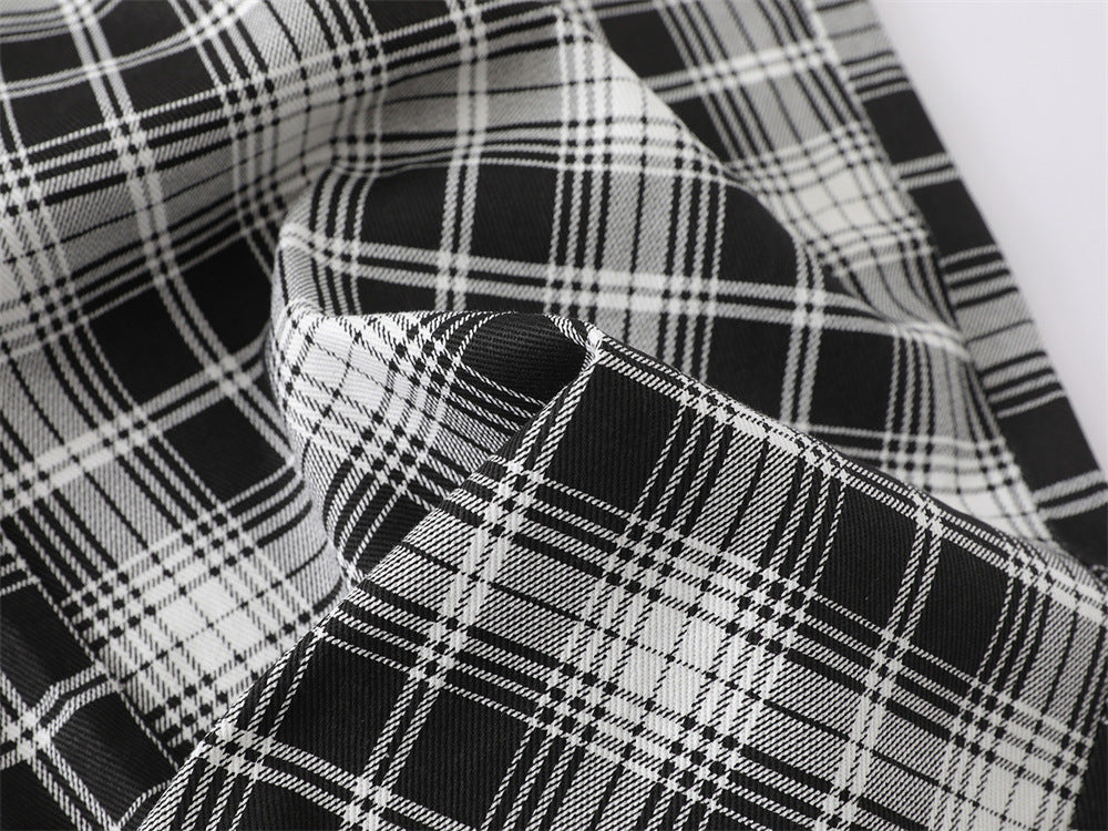 DAXUEN black and white plaid wide-leg trousers