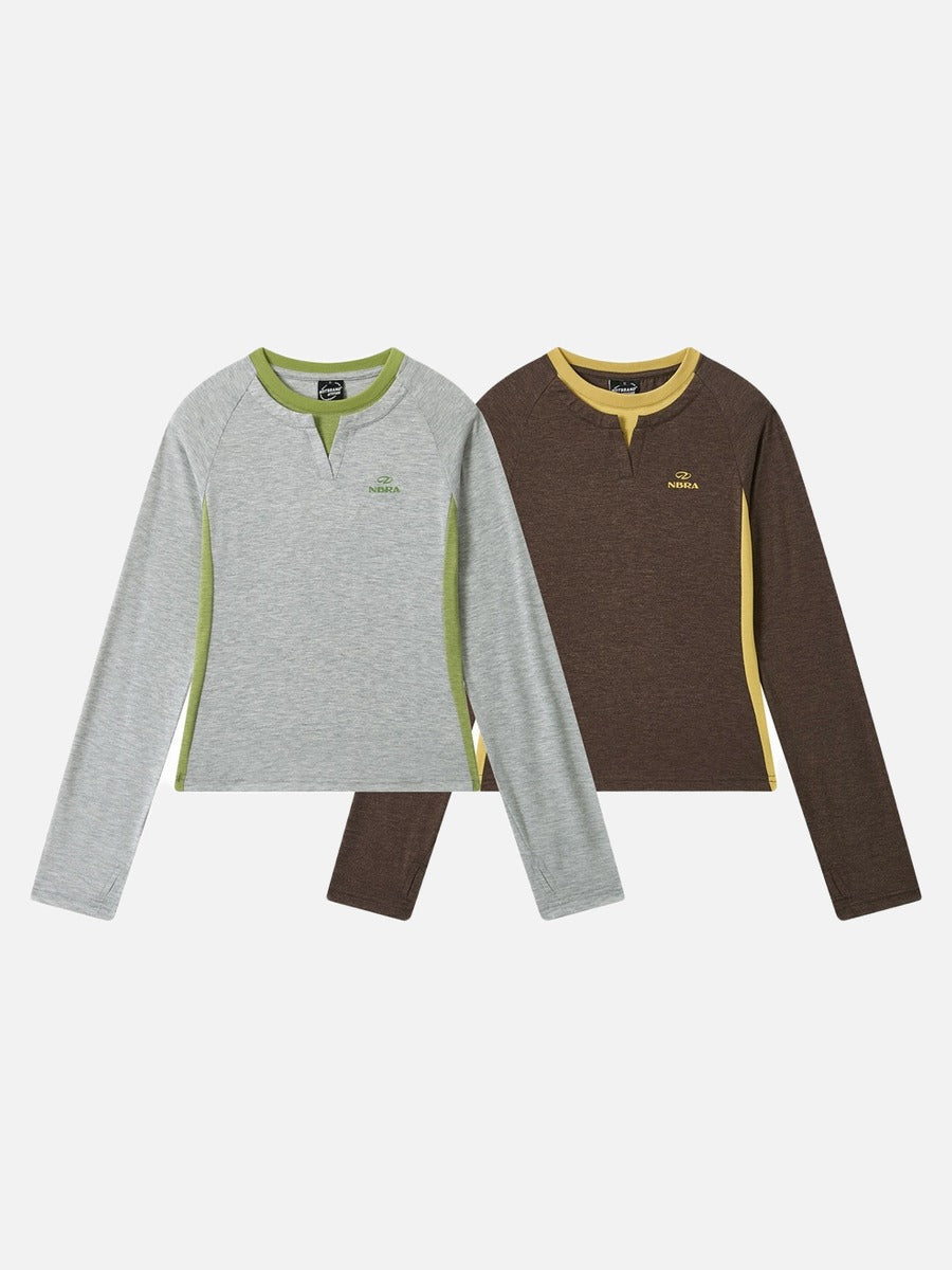 Color-Blocked Long-Sleeve Top with Logo