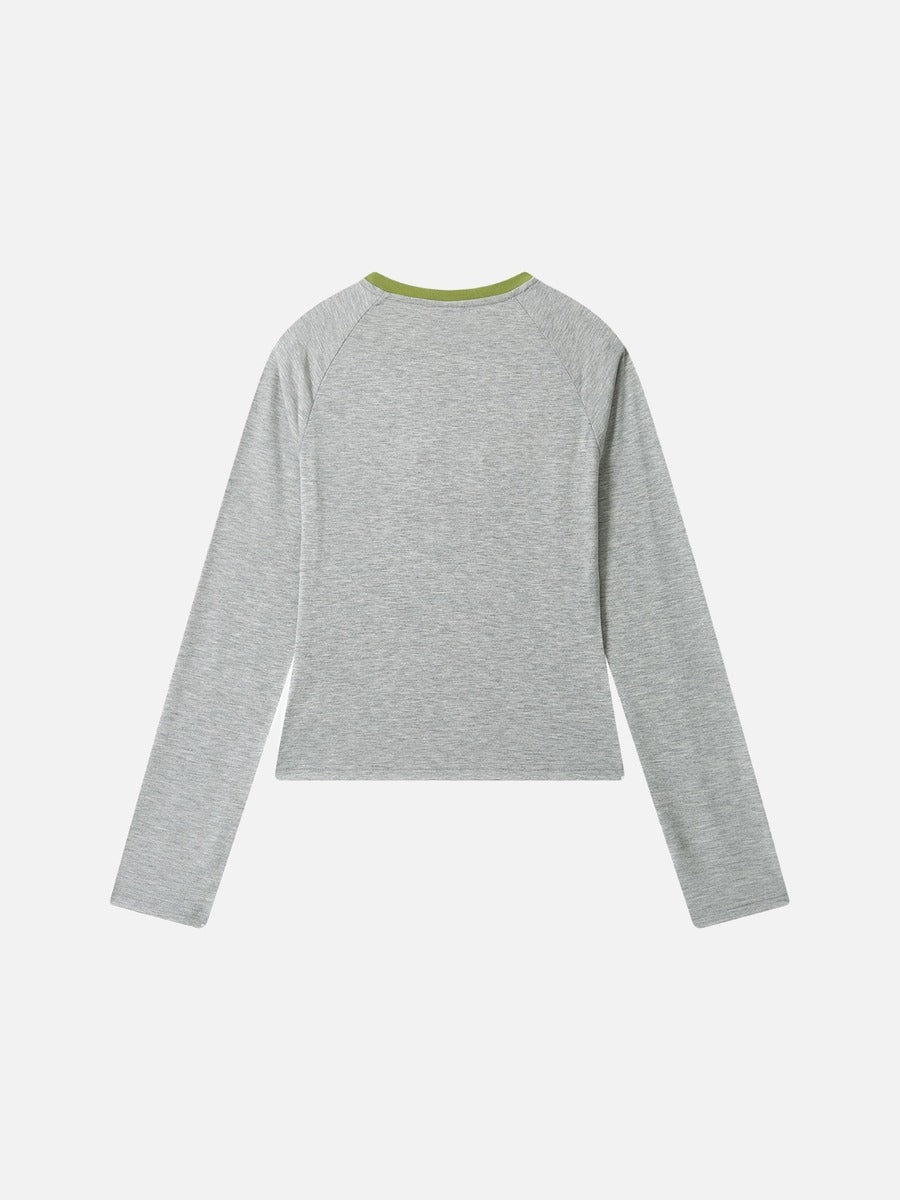 Color-Blocked Long-Sleeve Top with Logo