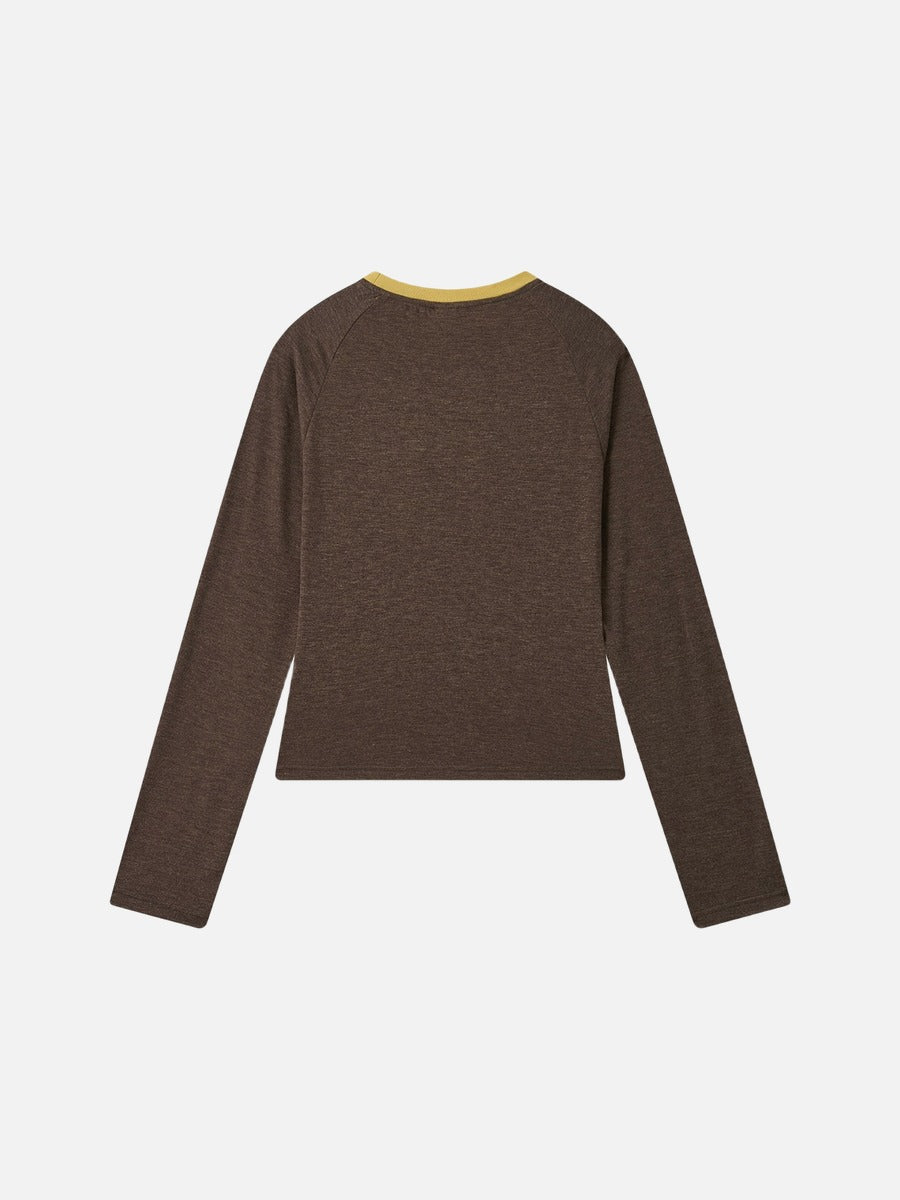 Color-Blocked Long-Sleeve Top with Logo