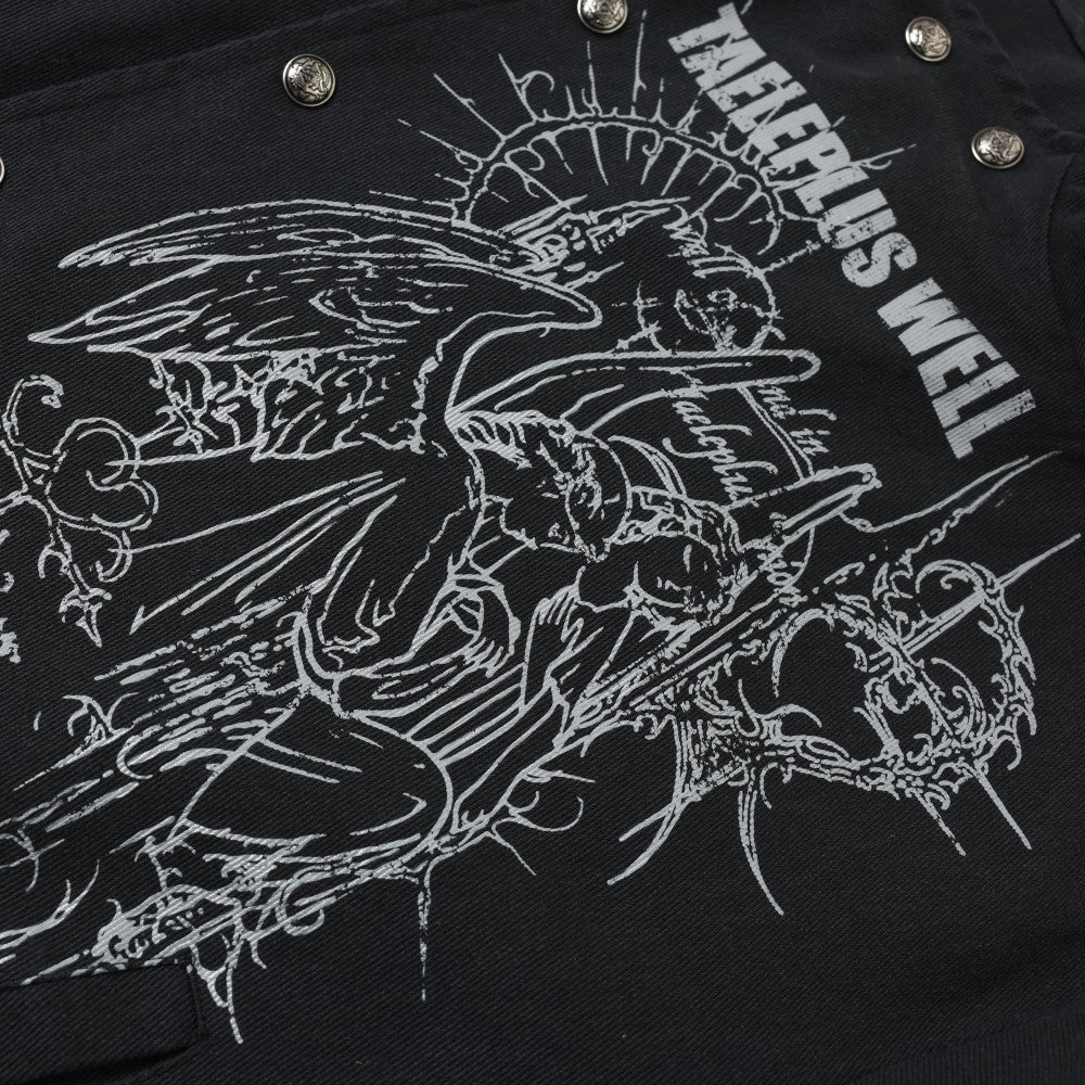 DAXUEN black complex angelic graphics jacket
