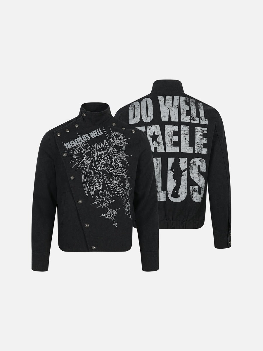 DAXUEN black complex angelic graphics jacket