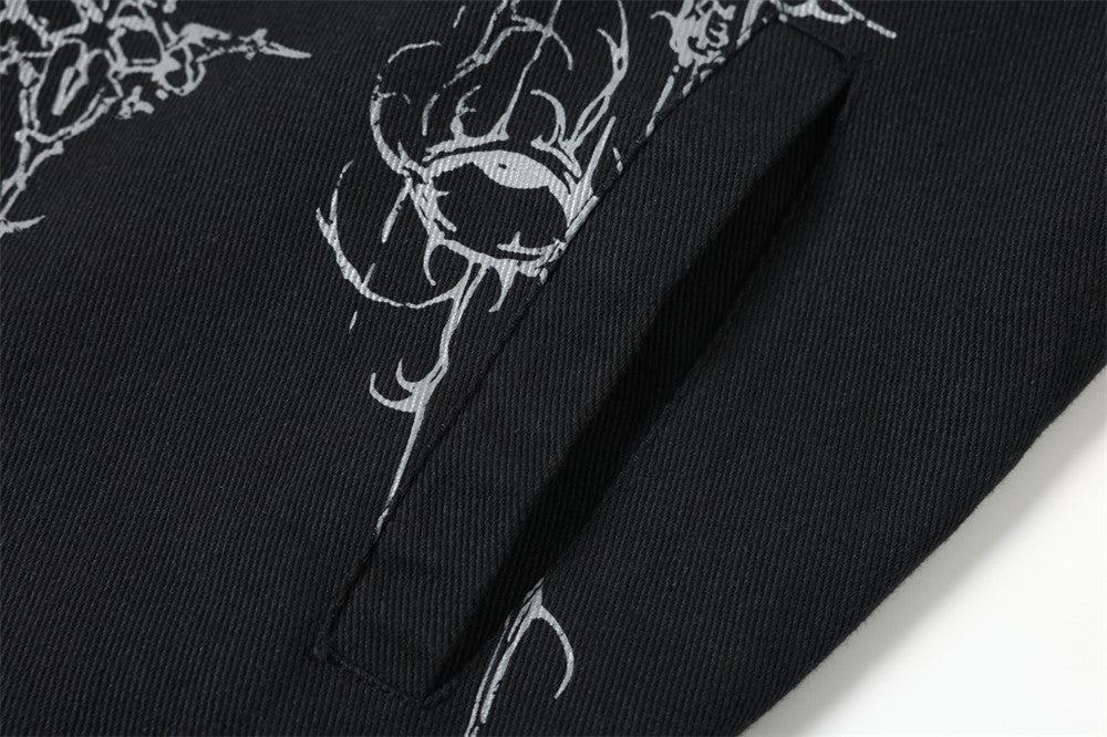 DAXUEN black complex angelic graphics jacket