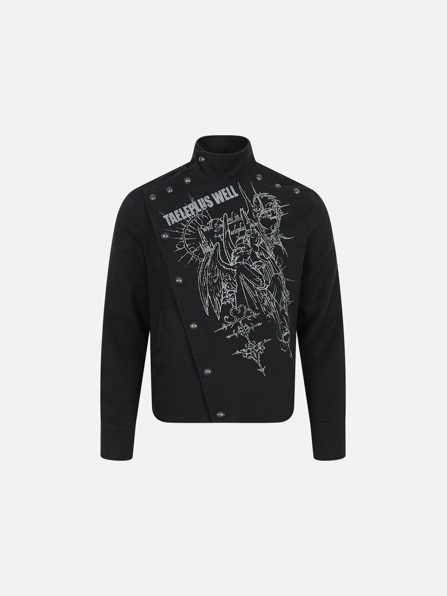DAXUEN black complex angelic graphics jacket