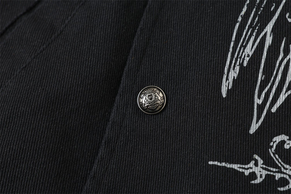 DAXUEN black complex angelic graphics jacket