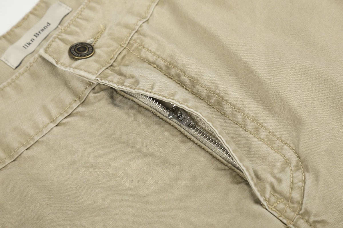 DAXUEN khaki wide-leg contrast-stitched pants