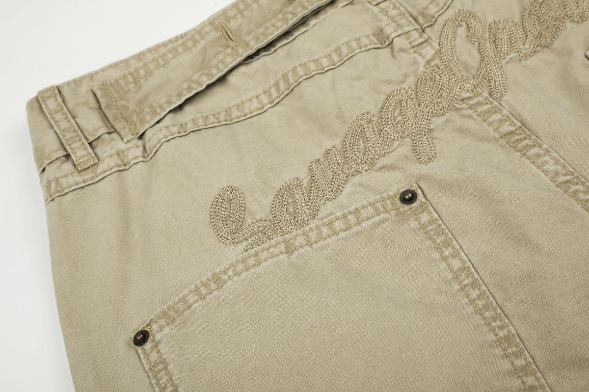 DAXUEN khaki wide-leg contrast-stitched pants