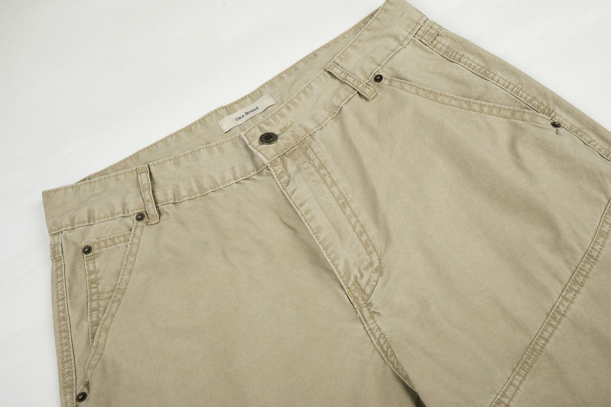DAXUEN khaki wide-leg contrast-stitched pants