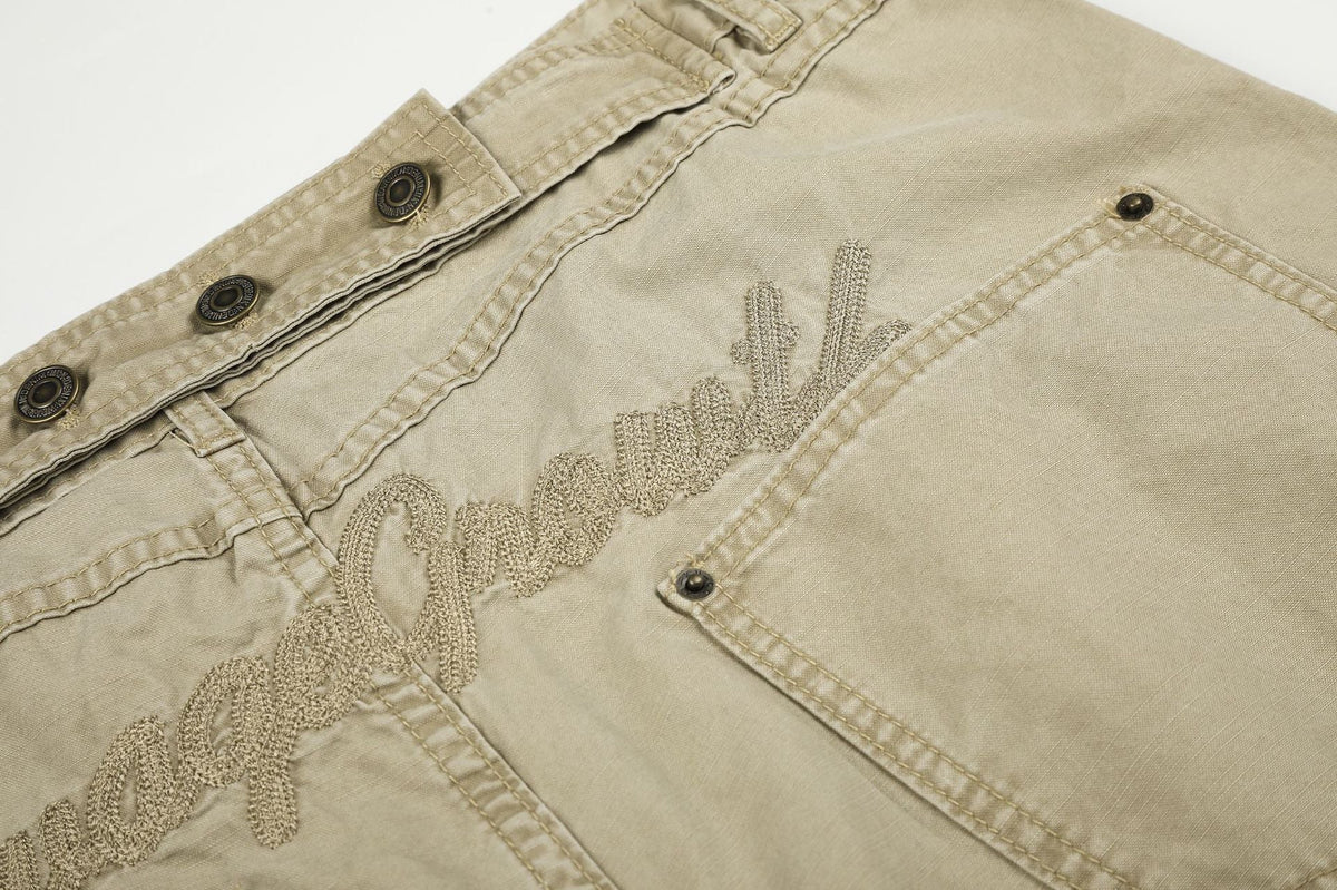 DAXUEN khaki wide-leg contrast-stitched pants