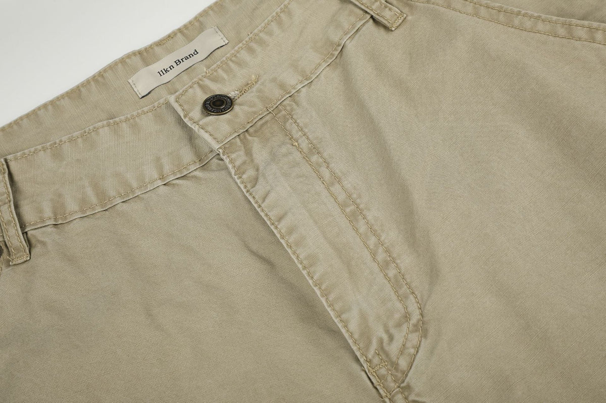 DAXUEN khaki wide-leg contrast-stitched pants