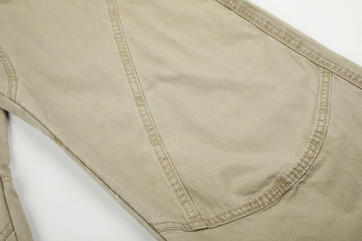 DAXUEN khaki wide-leg contrast-stitched pants