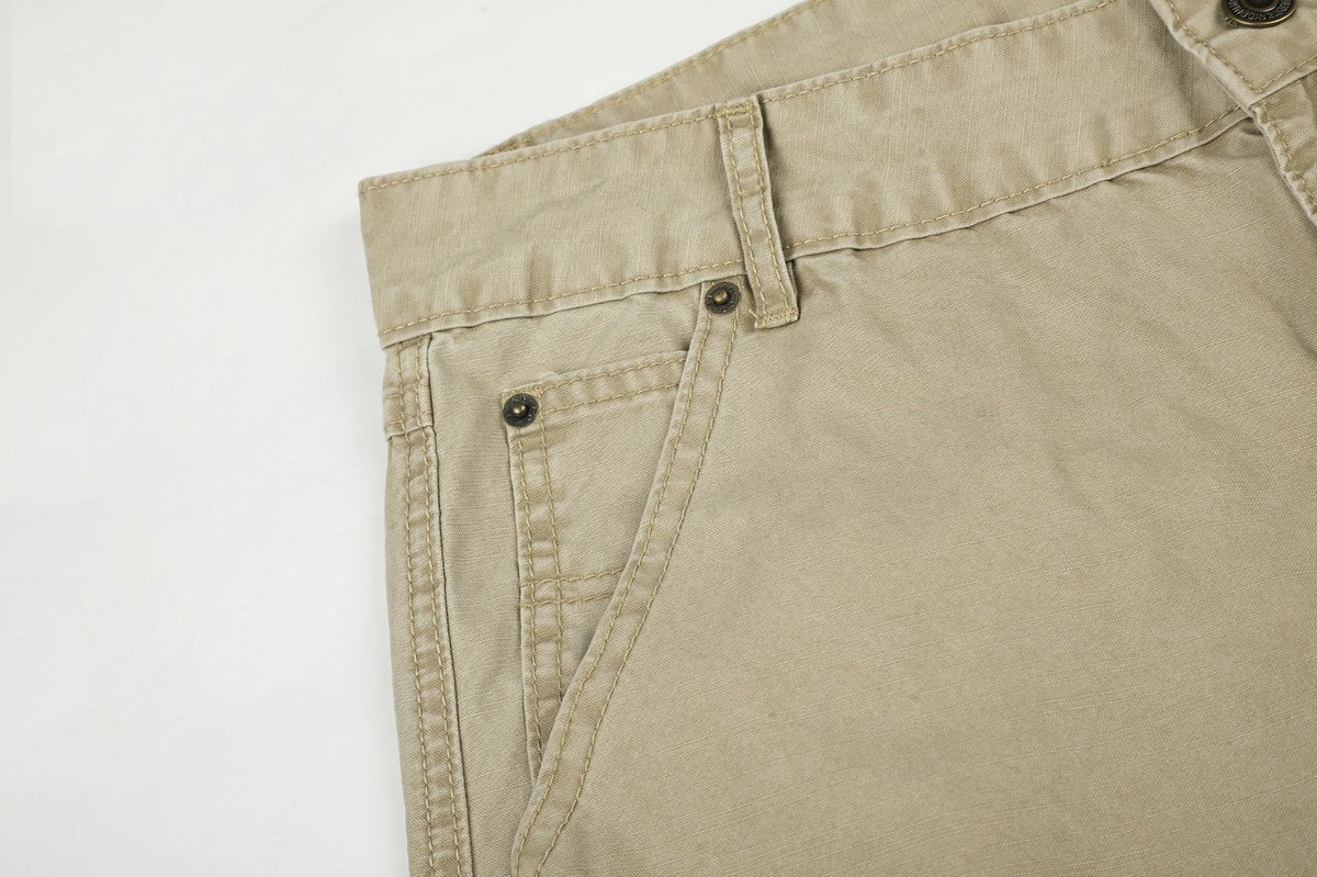 DAXUEN khaki wide-leg contrast-stitched pants