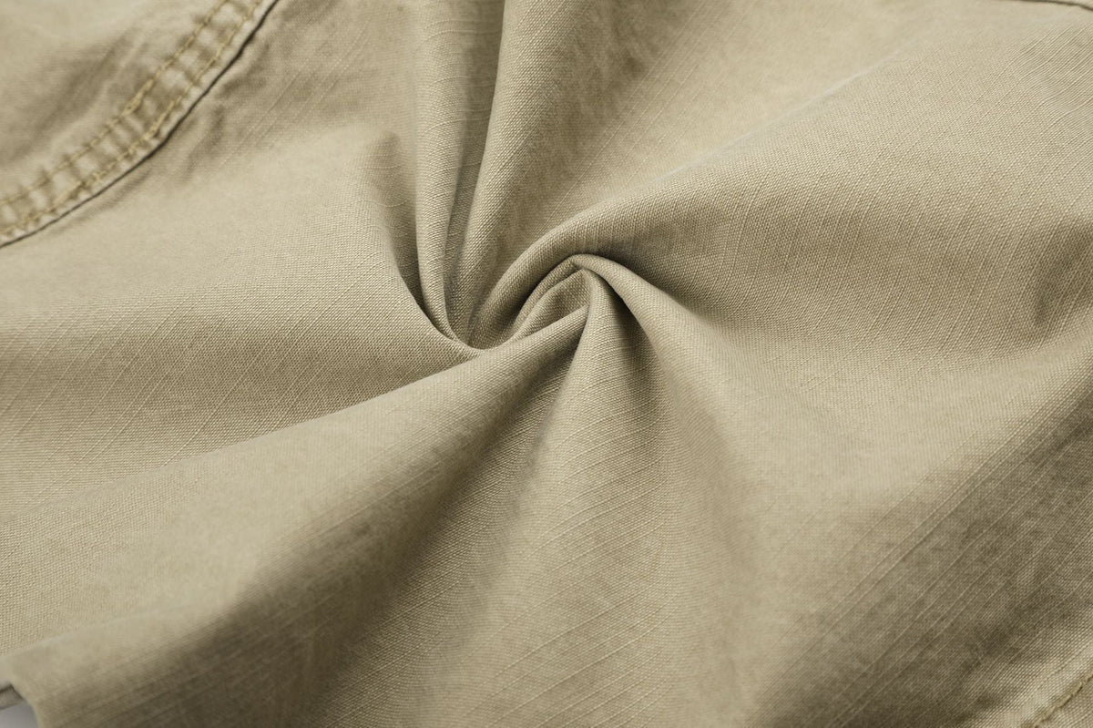 DAXUEN khaki wide-leg contrast-stitched pants