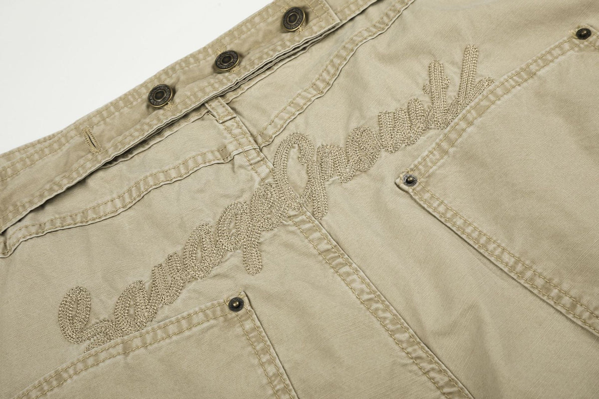 DAXUEN khaki wide-leg contrast-stitched pants