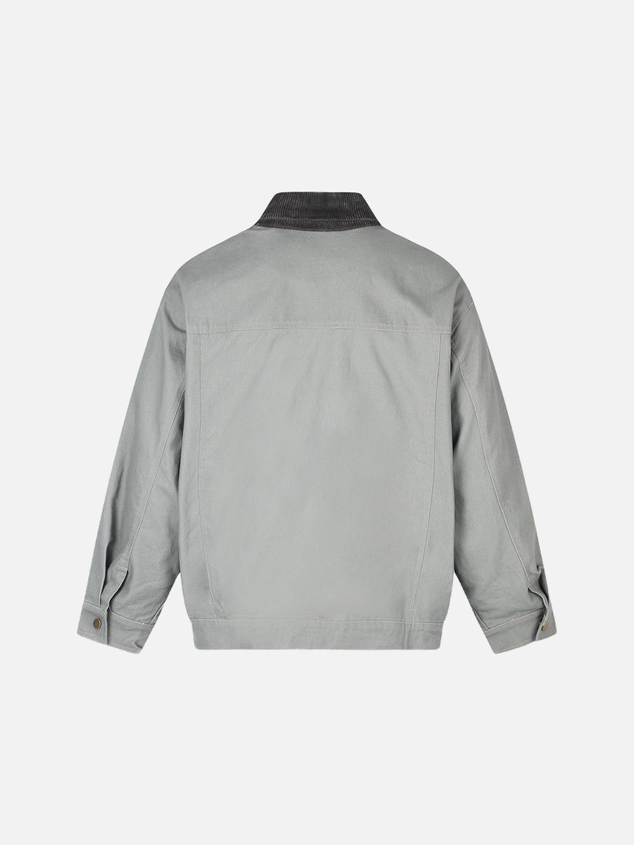 DAXUEN light grey contrasting corduroy collar boxy jacket