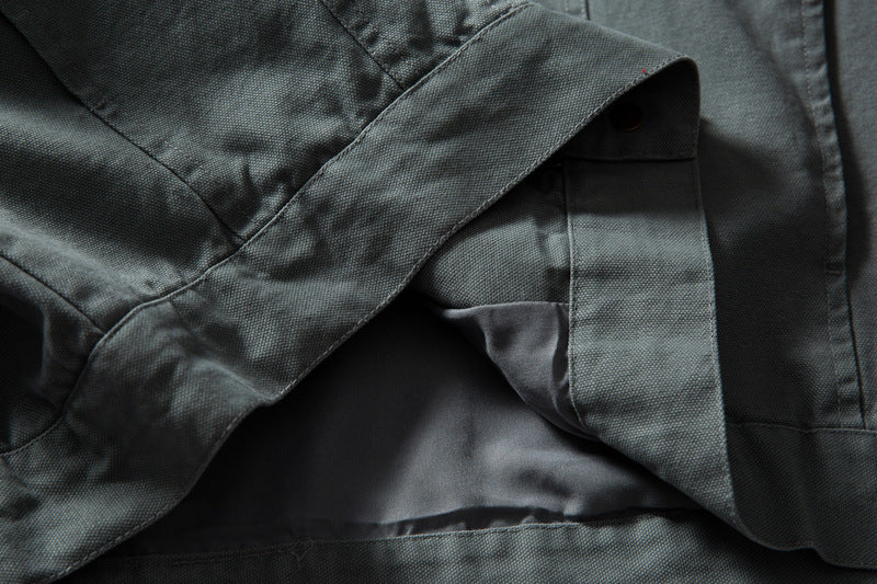 DAXUEN light grey contrasting corduroy collar boxy jacket