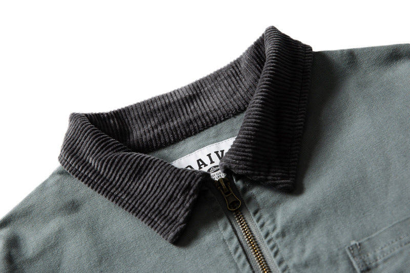 DAXUEN light grey contrasting corduroy collar boxy jacket