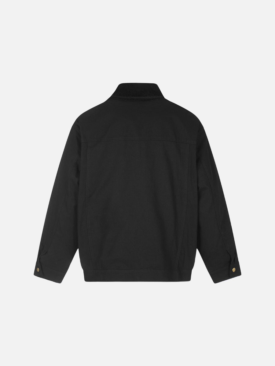 DAXUEN light grey contrasting corduroy collar boxy jacket