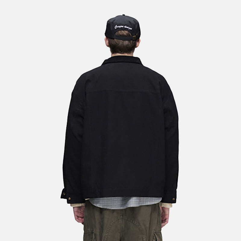 DAXUEN light grey contrasting corduroy collar boxy jacket