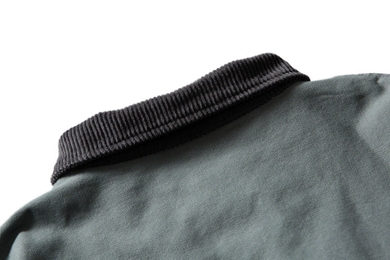 DAXUEN light grey contrasting corduroy collar boxy jacket