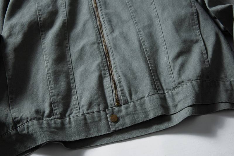 DAXUEN light grey contrasting corduroy collar boxy jacket