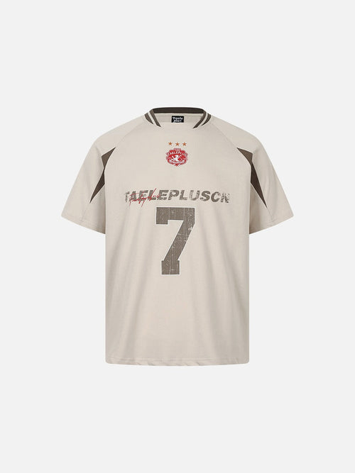 Contrasting Panel Short-Sleeve T-Shirt - Khaki / S