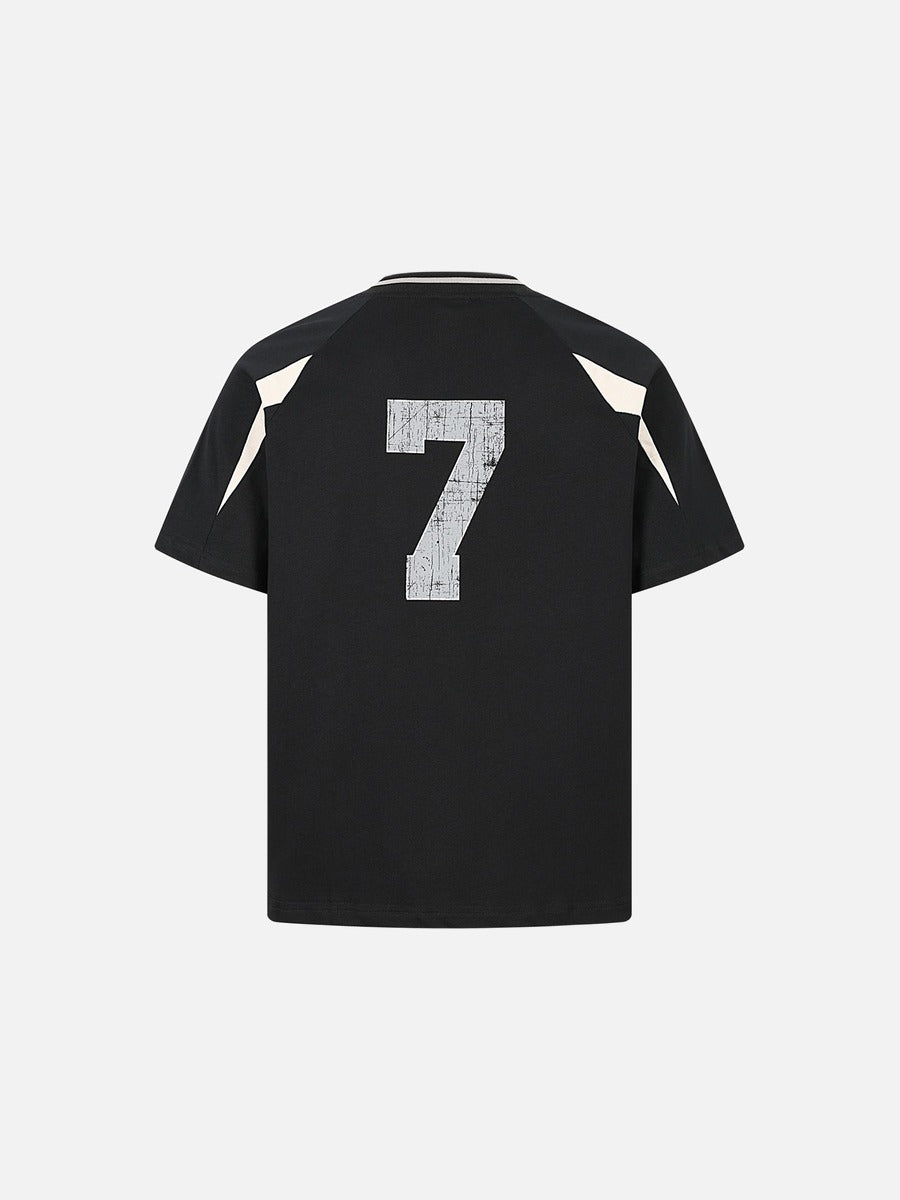 Contrasting Panel Short-Sleeve T-Shirt