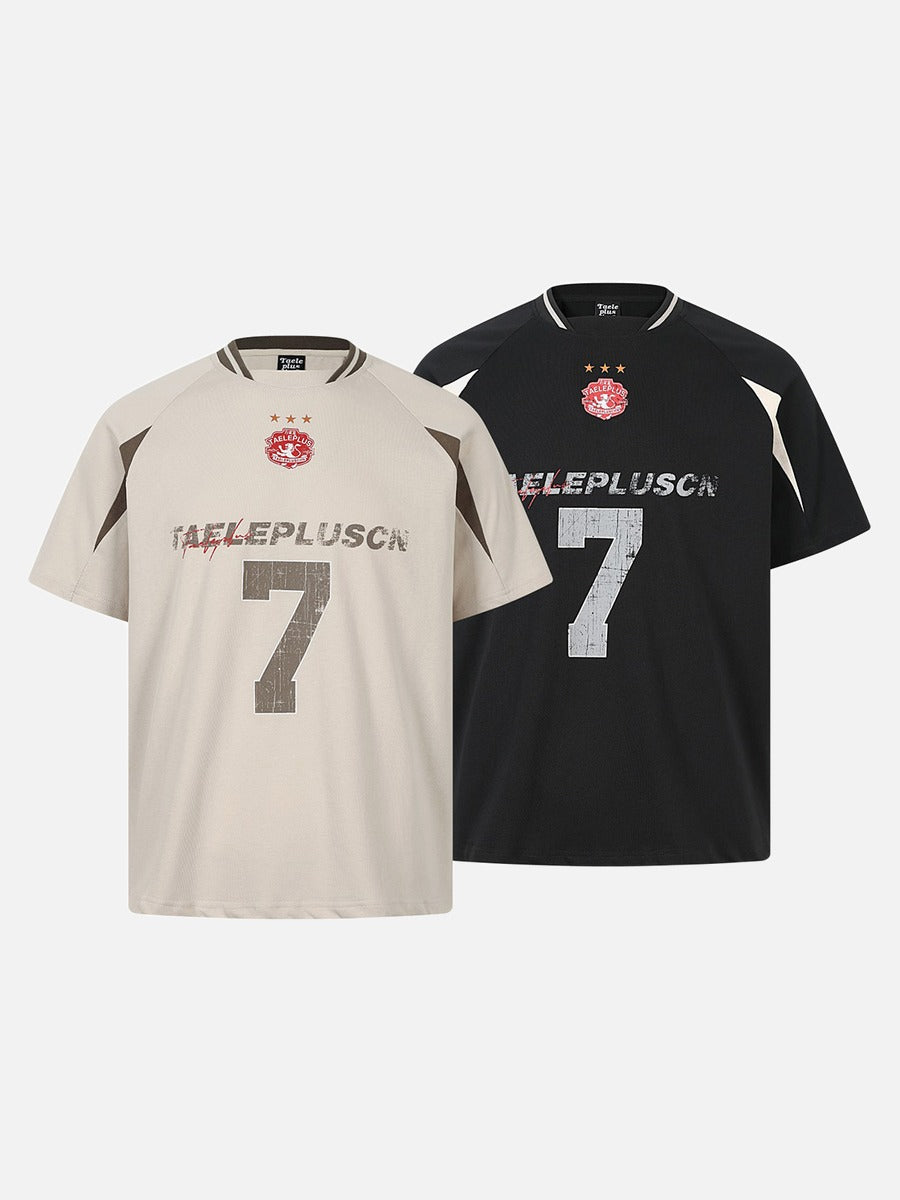 Contrasting Panel Short-Sleeve T-Shirt