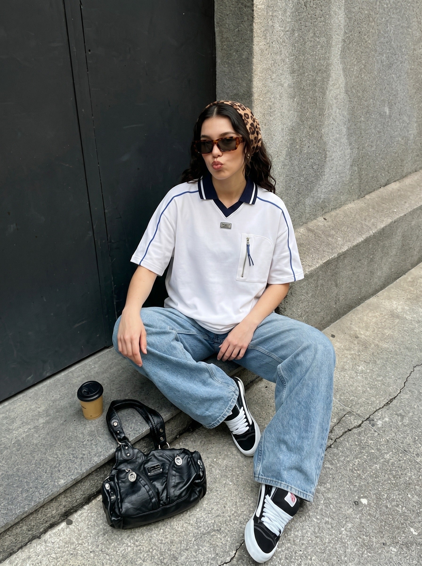 Contrast-Piped V-Neck Polo
