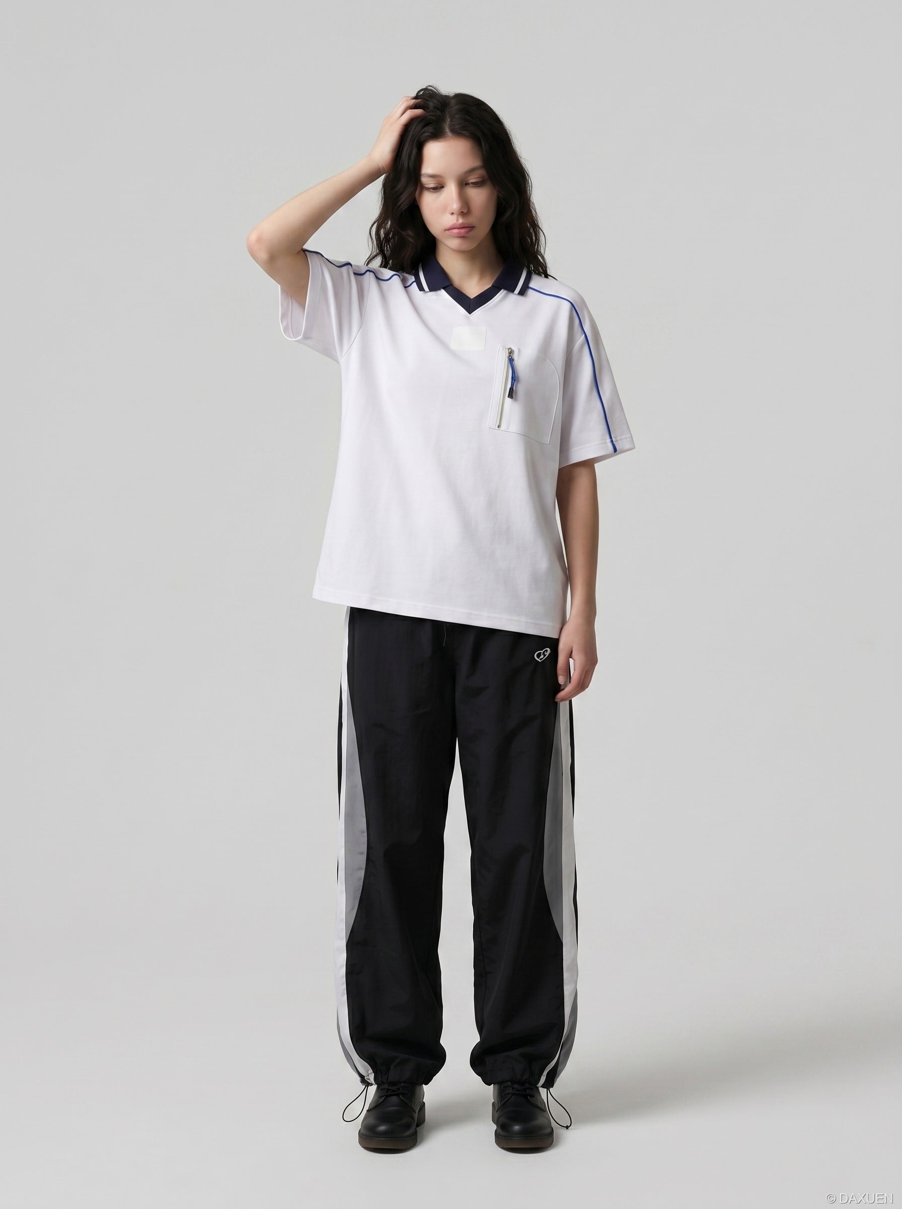 Contrast-Piped V-Neck Polo
