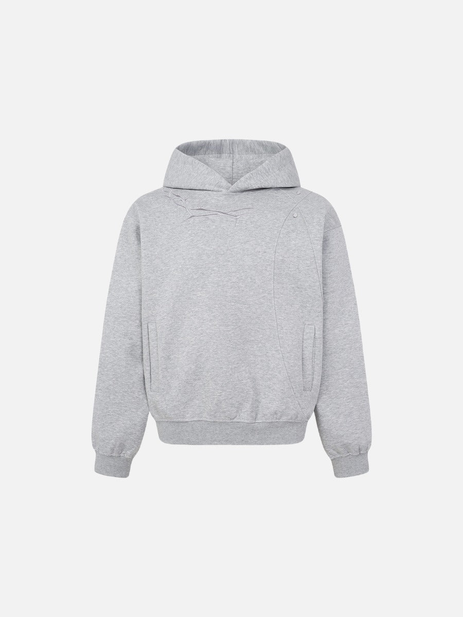DAXUEN black oversized crackle-effect embroidered hoodie