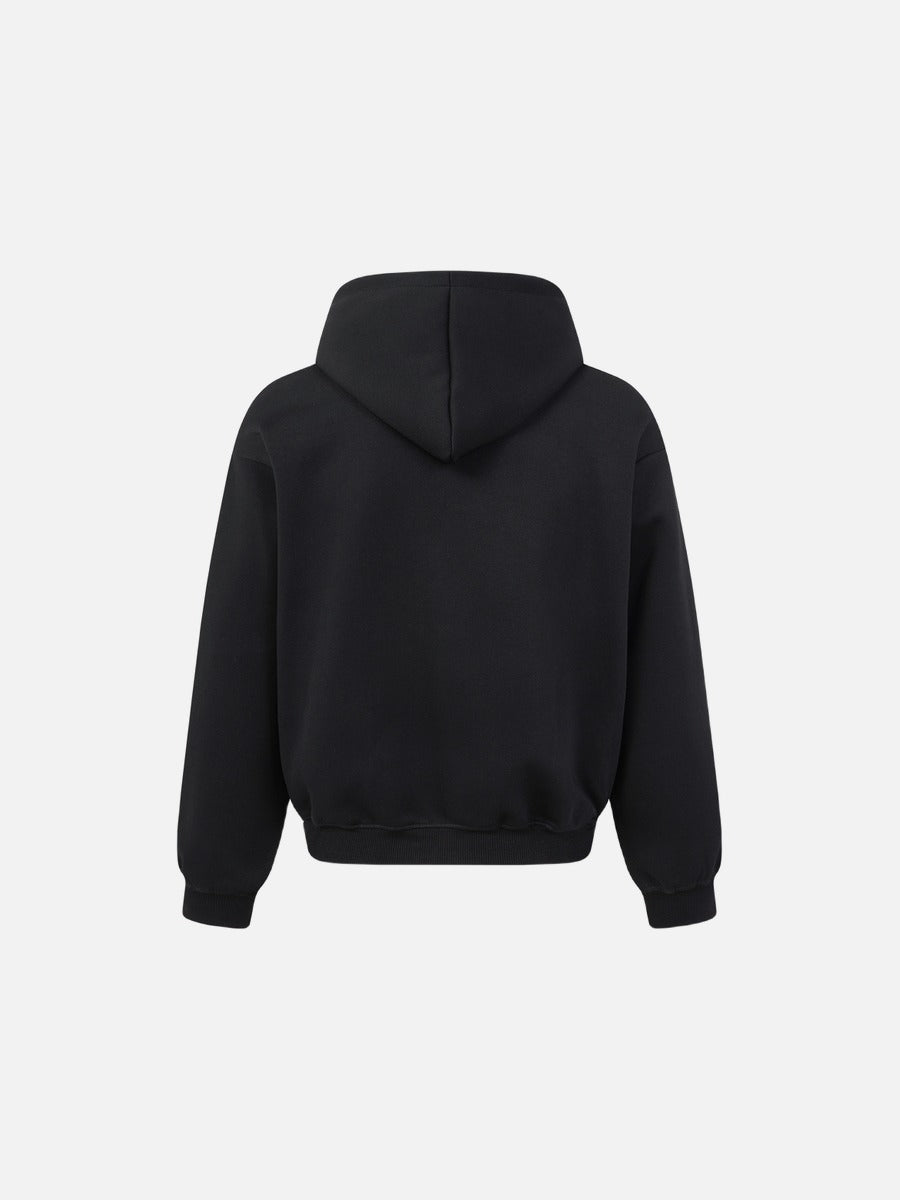DAXUEN black oversized crackle-effect embroidered hoodie