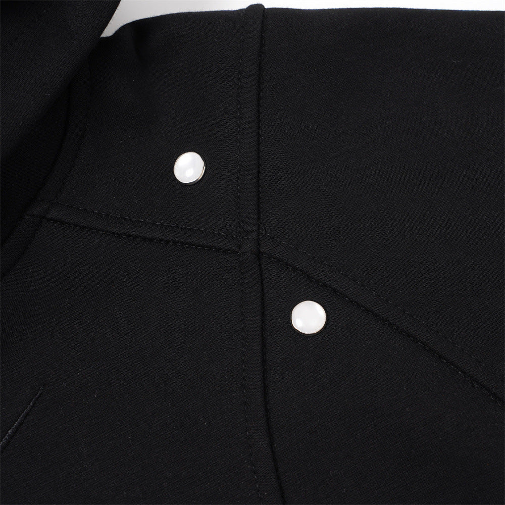 DAXUEN black oversized crackle-effect embroidered hoodie