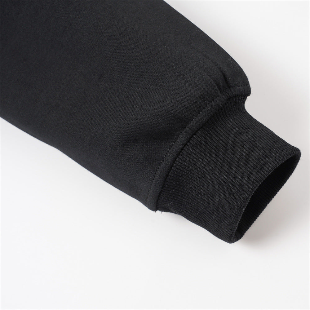DAXUEN black oversized crackle-effect embroidered hoodie