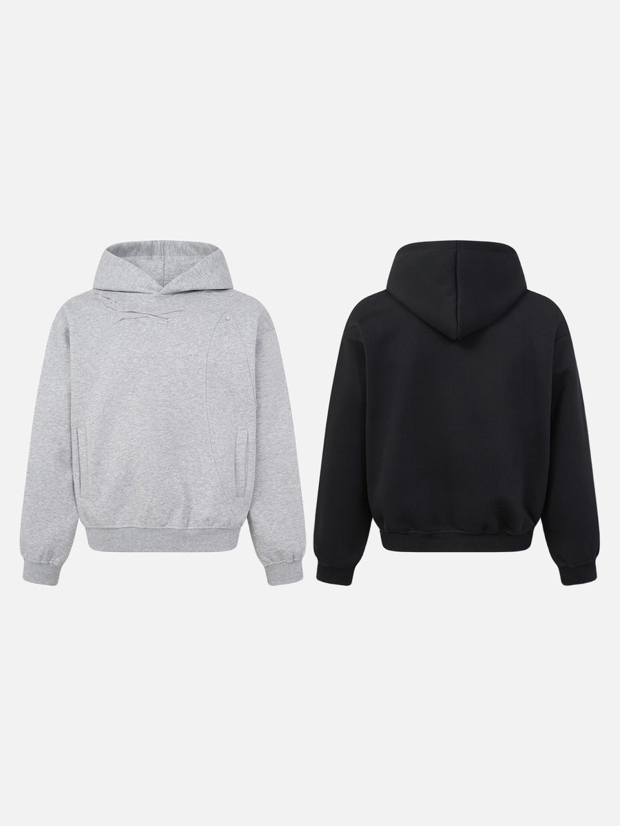 DAXUEN black oversized crackle-effect embroidered hoodie