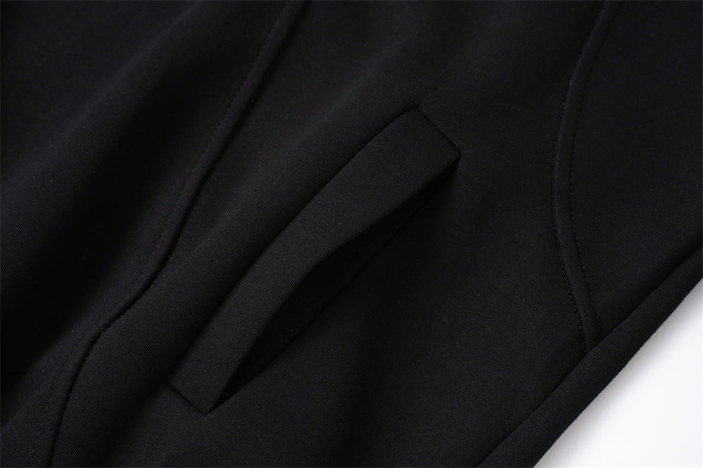 DAXUEN black oversized crackle-effect embroidered hoodie