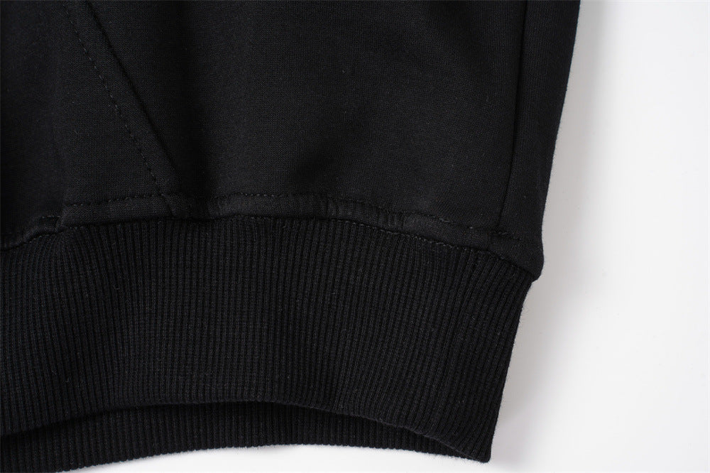 DAXUEN black oversized crackle-effect embroidered hoodie
