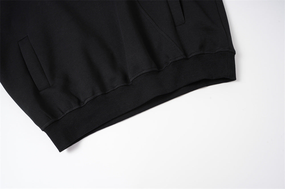 DAXUEN black oversized crackle-effect embroidered hoodie