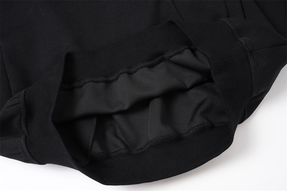 DAXUEN black oversized crackle-effect embroidered hoodie