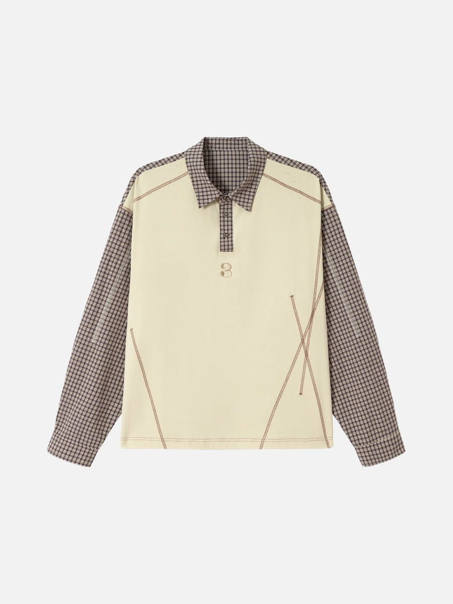 Apricot Plaid Oversized Polo Shirt