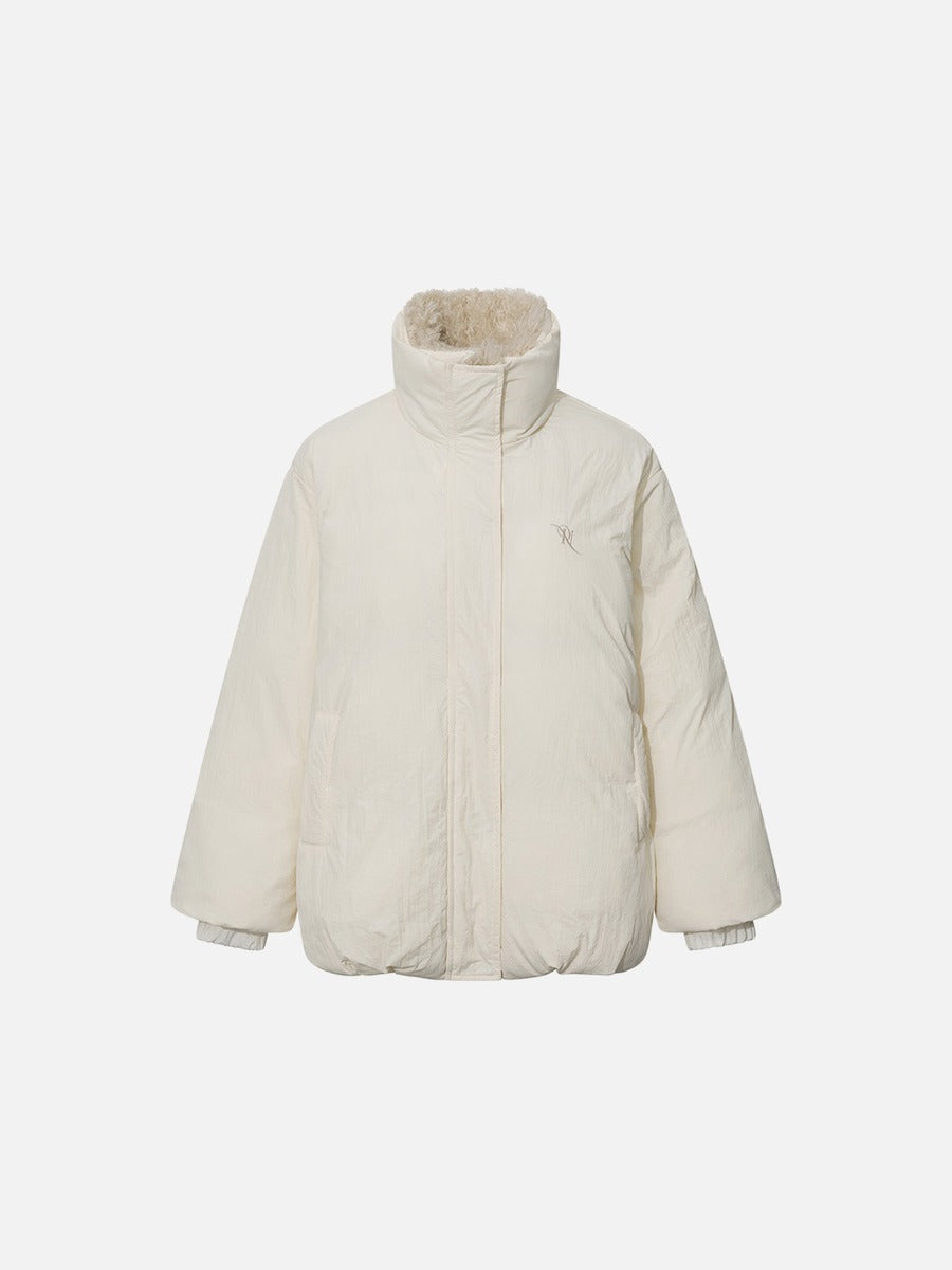 Cream Padded Jacket with Faux Fur Lining