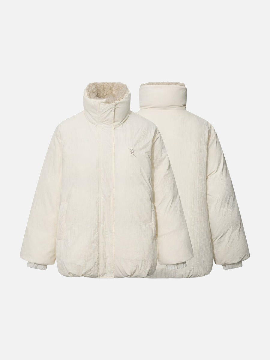 Cream Padded Jacket with Faux Fur Lining